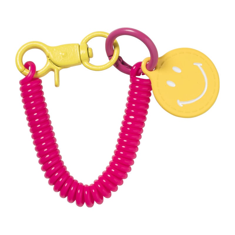 Sleutelhanger spiraal met smiley - plastic - diverse varianten