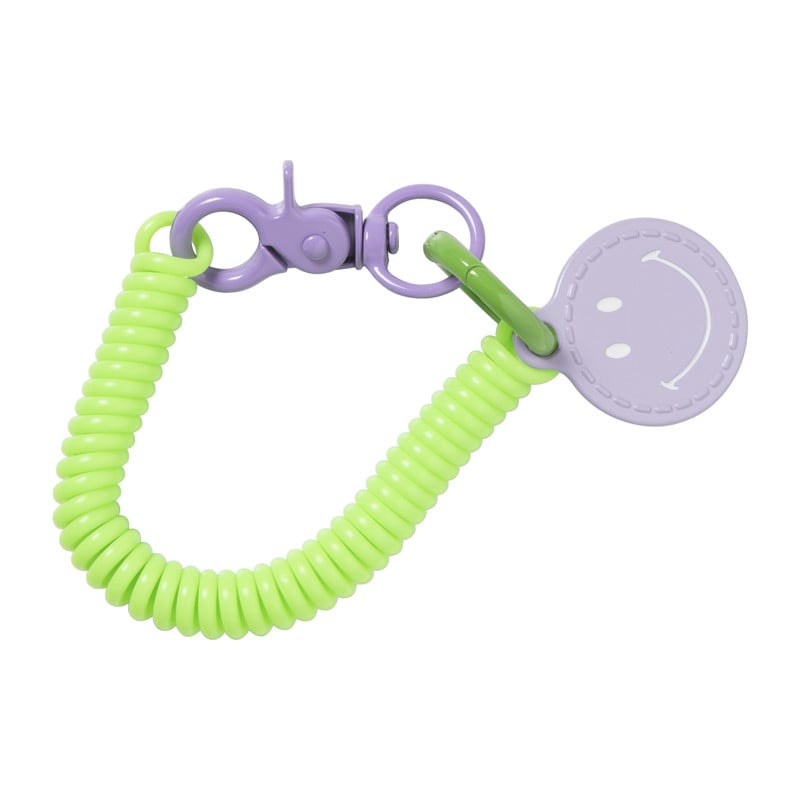 Sleutelhanger spiraal met smiley - plastic - diverse varianten