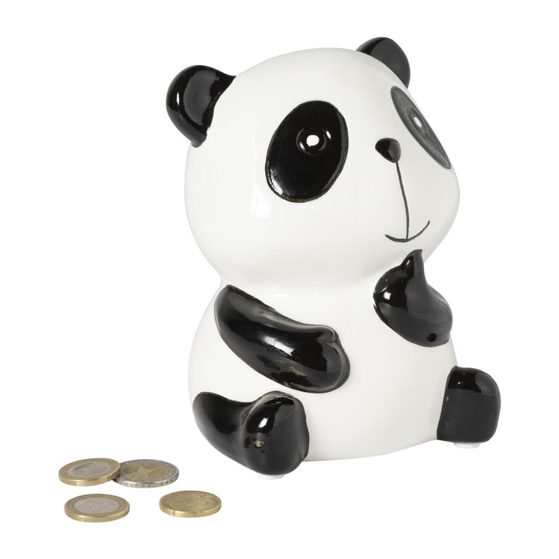 Spaarpot panda - zwart/wit - ø11x14 cm