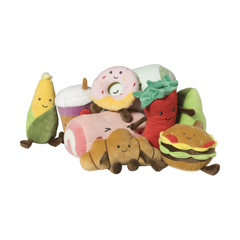 Knuffel hamburger - multikleur - 16.5x14 cm
