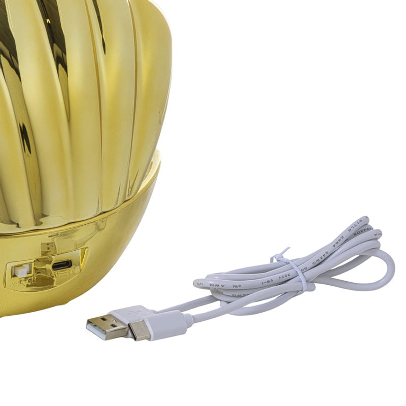 Schelp met glitter parel - goud - 17x15x12 cm