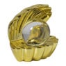 Schelp met glitter parel - goud - 17x15x12 cm