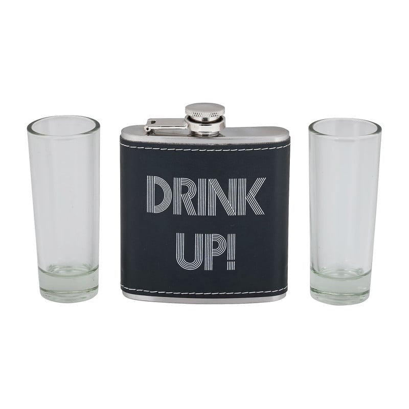 Heupfles met 2 borrelglazen - 60 ml - diverse varianten
