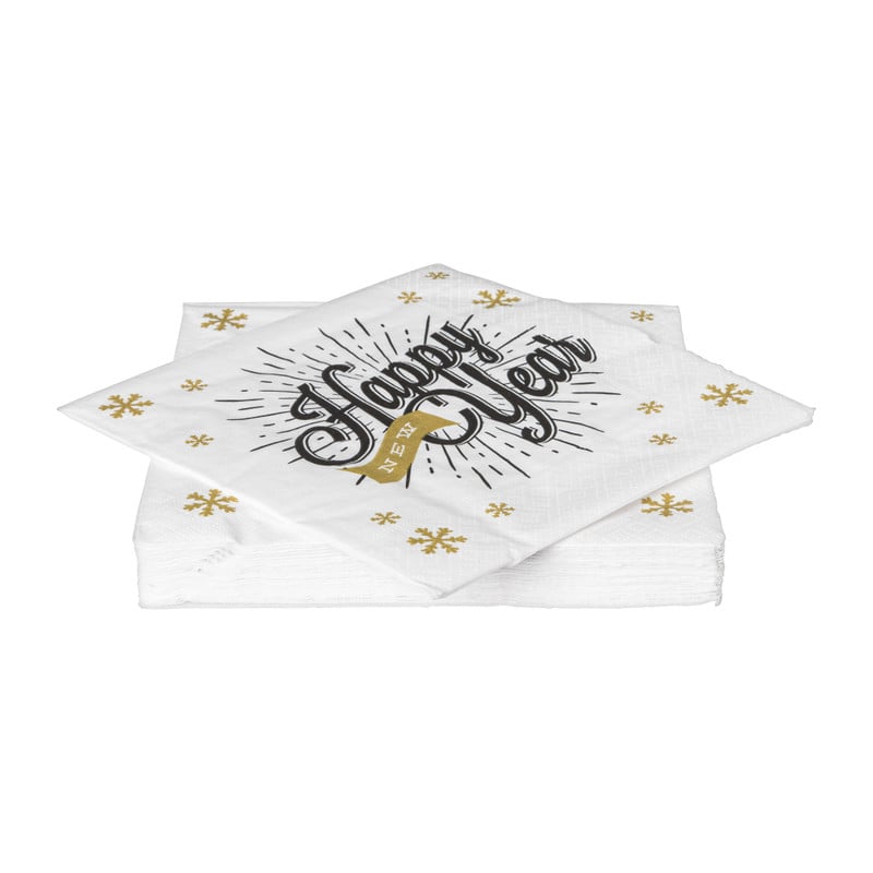 Servetten happy new year - set van 25 - 16,5x16,5 