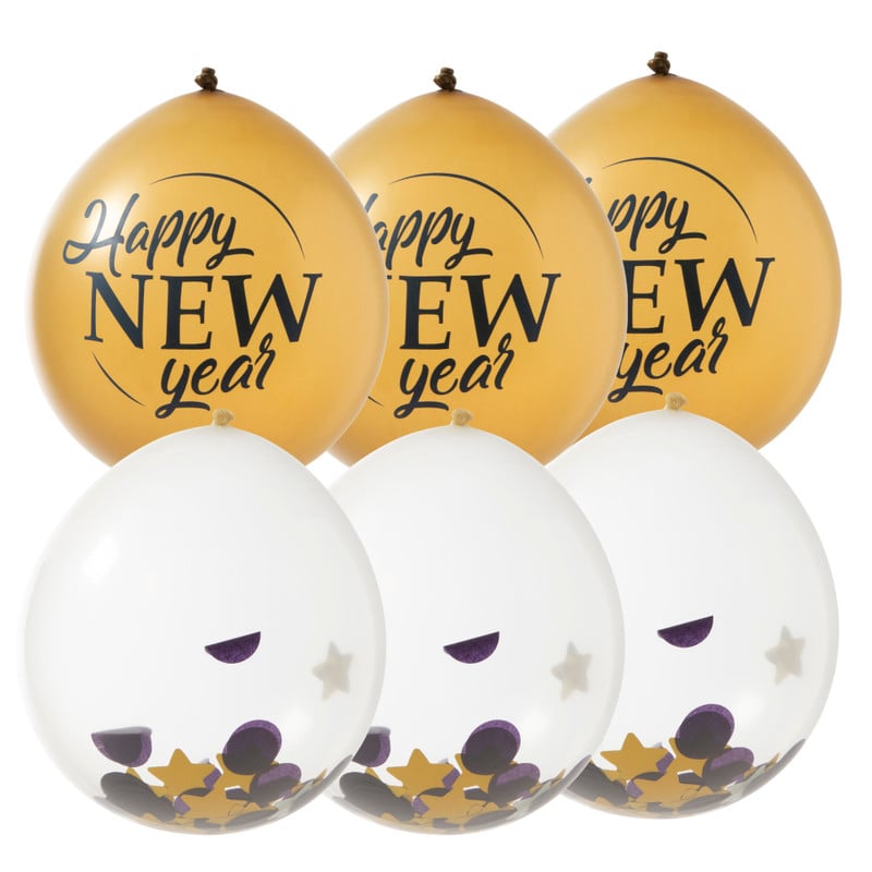 Confetti ballonnen happy new year - set van 6
