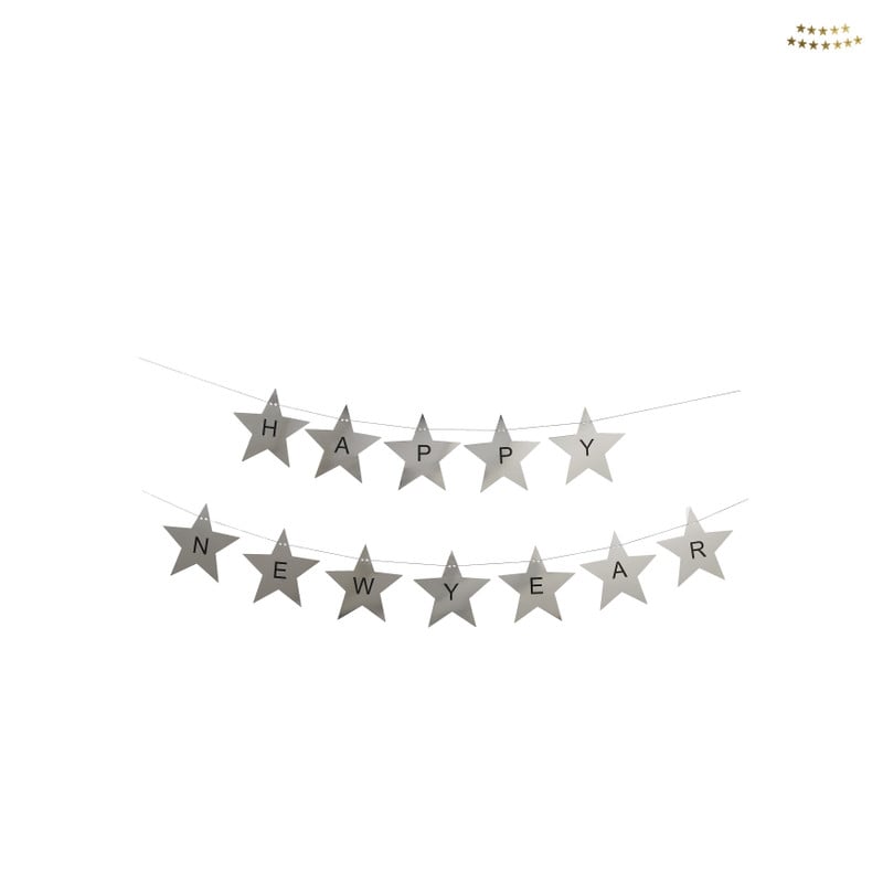 Happy new year sterren slinger - diverse varianten - 3 meter