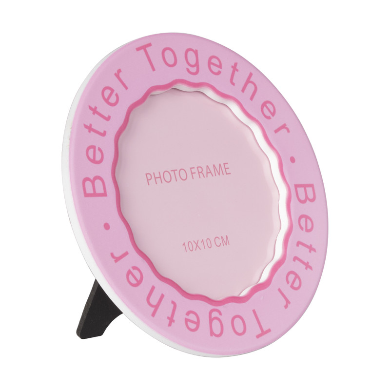 Fotolijst rond - roze - 10x10 cm