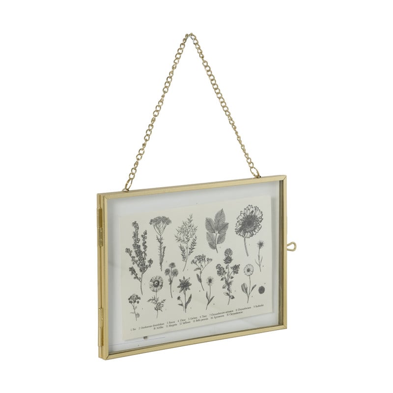 Fotolijst aan ketting liggend - goudkleurig - 15x10 cm