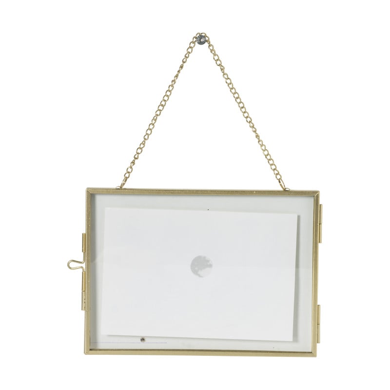 Fotolijst aan ketting liggend - goudkleurig - 15x10 cm