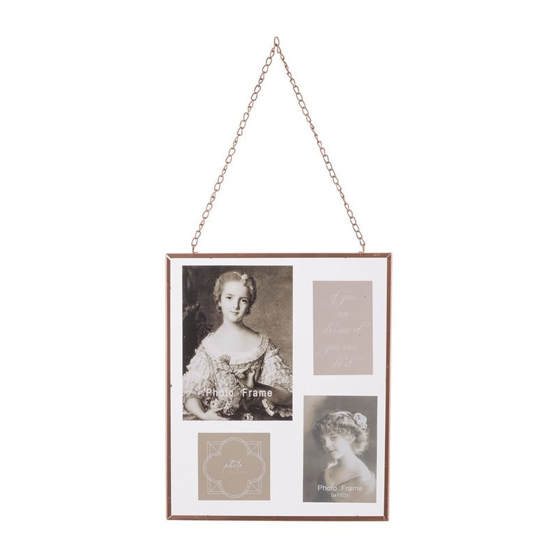 Fotoframe glas aan ketting - 25x30 cm - koper