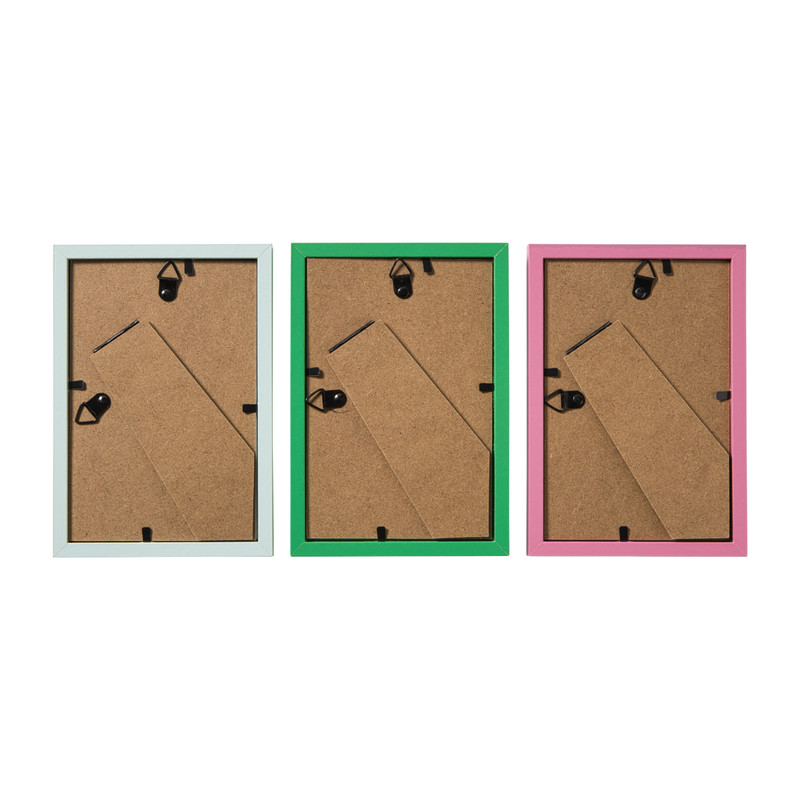 Fotolijsten set van 3 - groen/roze/blauw - 10x15 cm