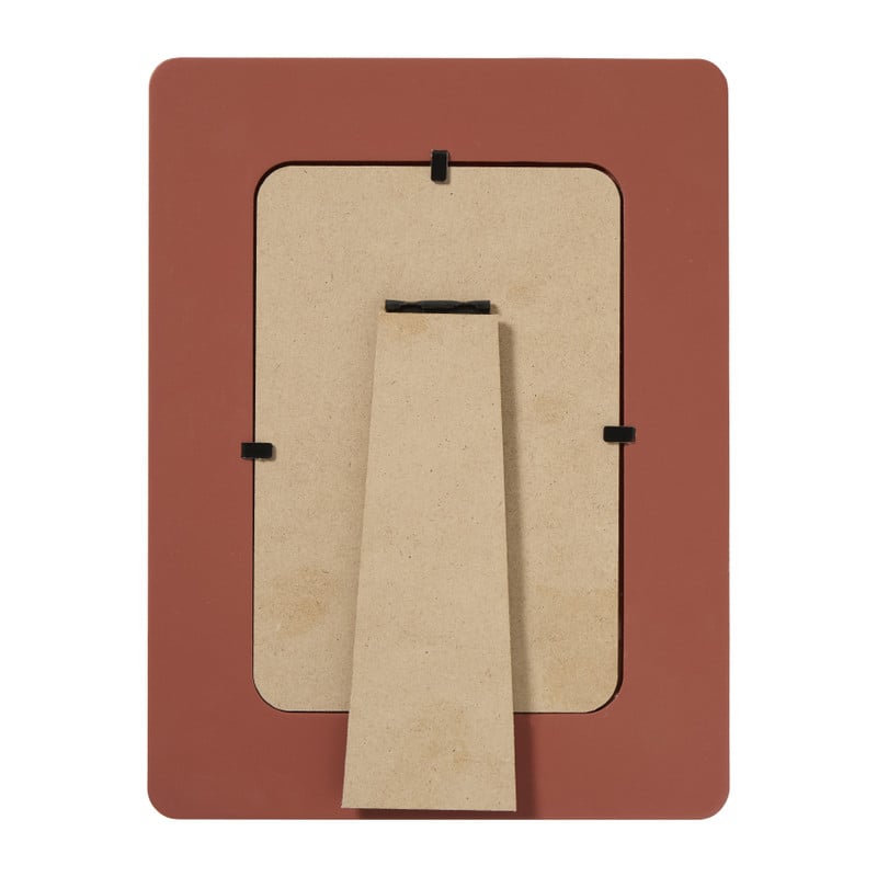 Fotolijst streep hartjes - bruin/rood - 10x15 cm