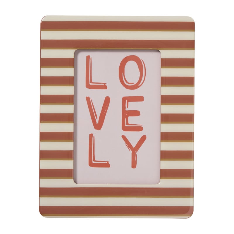 Fotolijstje streep lovely - bruin/rood - 10x15 cm