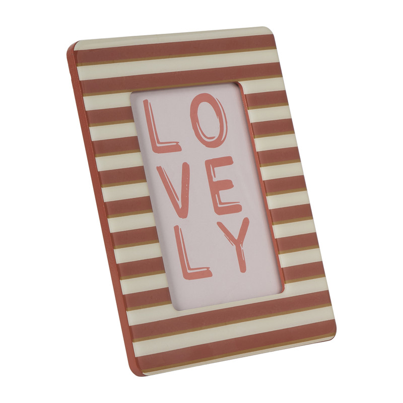 Fotolijstje streep lovely - bruin/rood - 10x15 cm