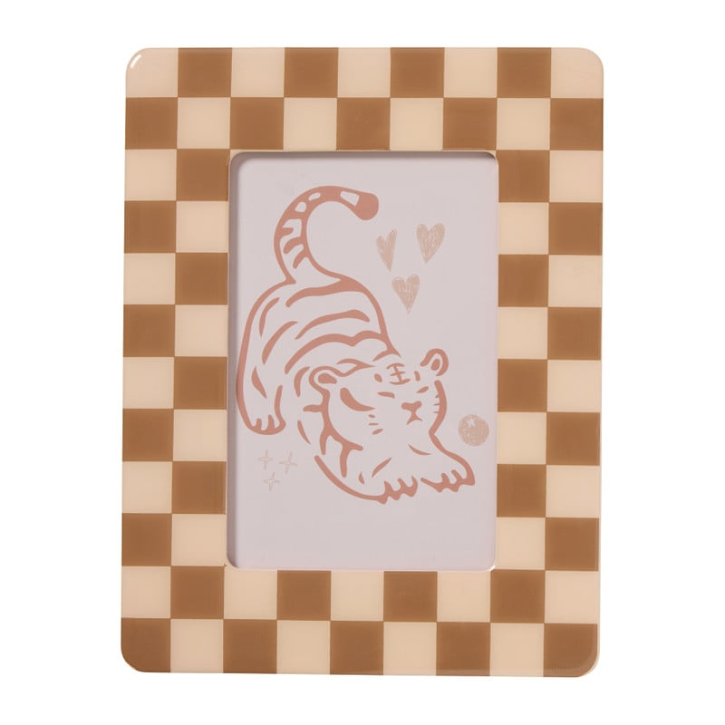 Fotolijstje blokjes - bruin/beige - 13x18 cm