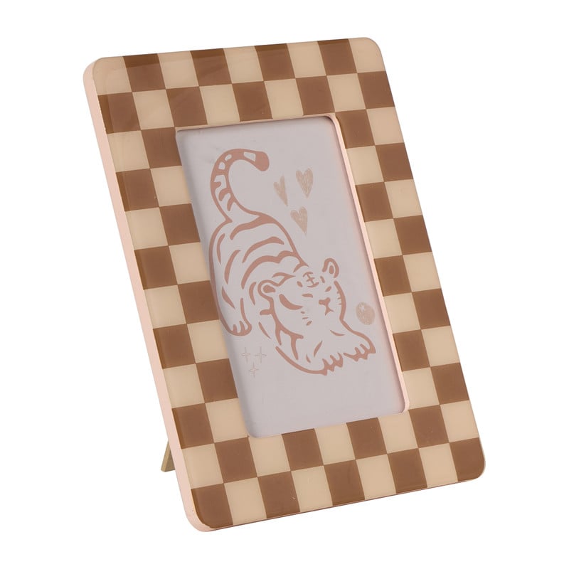 Fotolijstje blokjes - bruin/beige - 13x18 cm