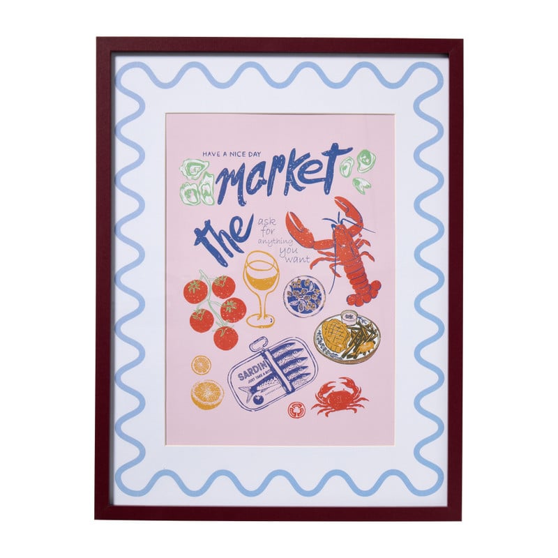 Lijst met poster market - multikleur - 30x40 cm