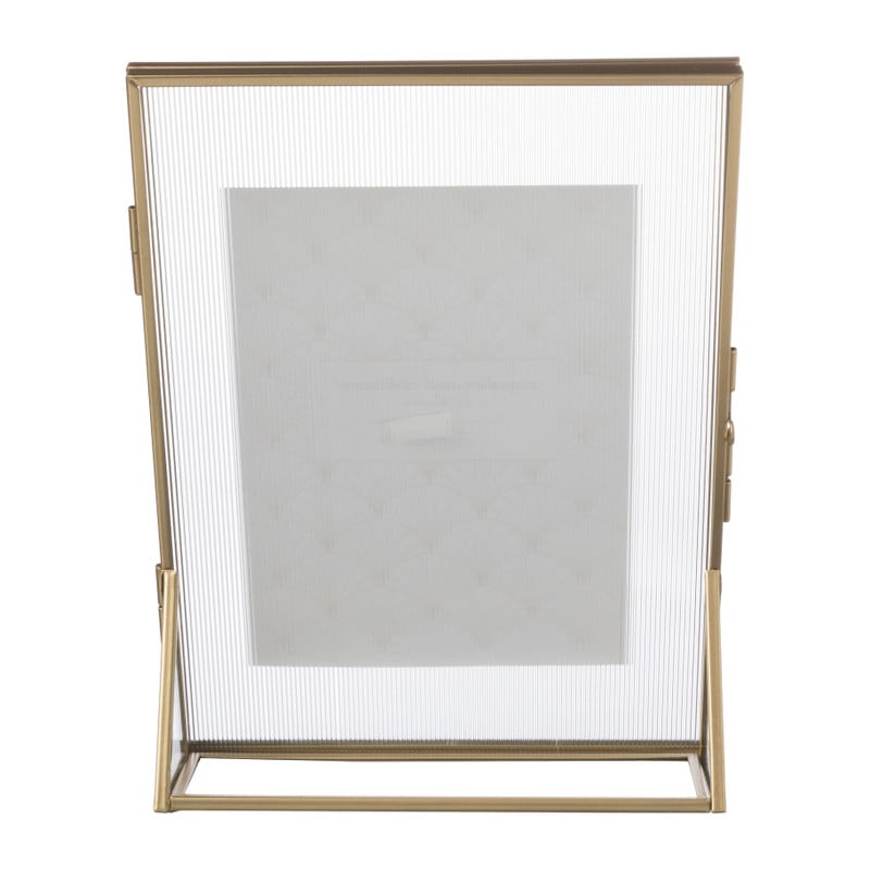 Fotolijst geribbeld glas - 25x18x7 cm - goudkleurig