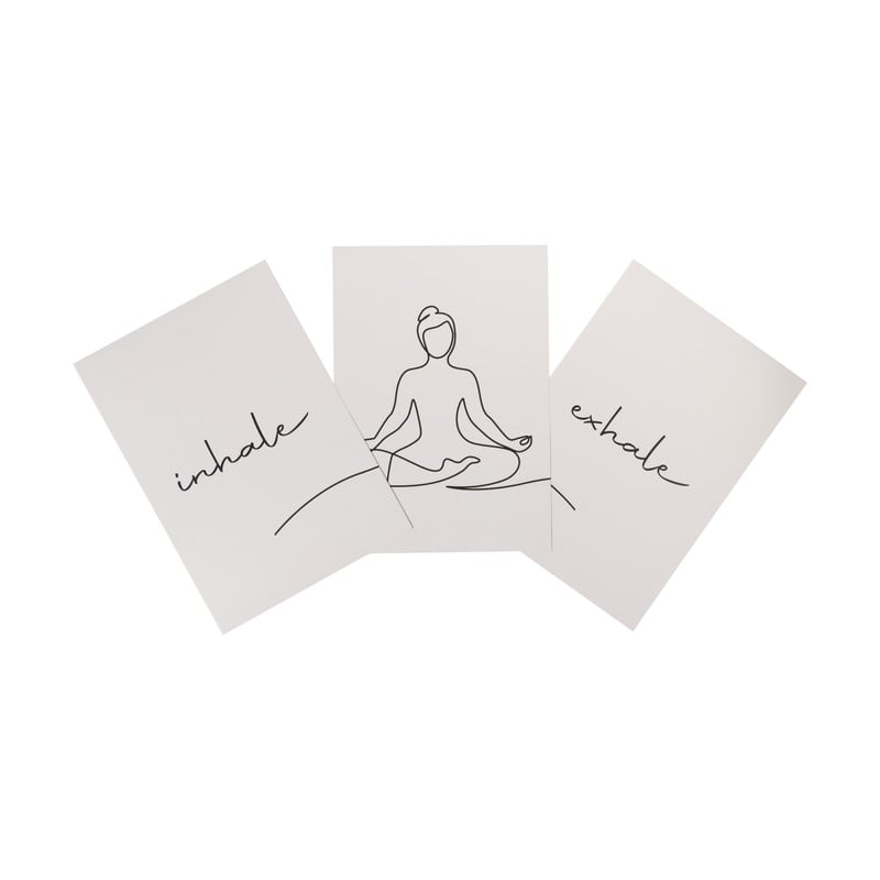 Poster mediteren - beige/zwart - 21x30 cm