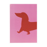Poster teckel - roze/rood - 21x30 cm