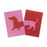 Poster teckel - rood/roze - 21x30 cm