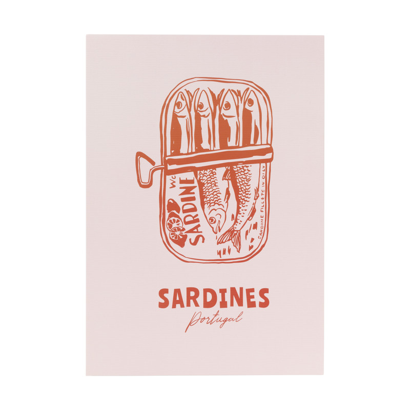 Poster sardientjes - roze/rood - 21x30 cm