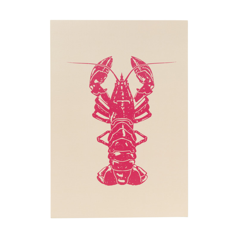 Poster kreeft - beige/roze - 21x30 cm