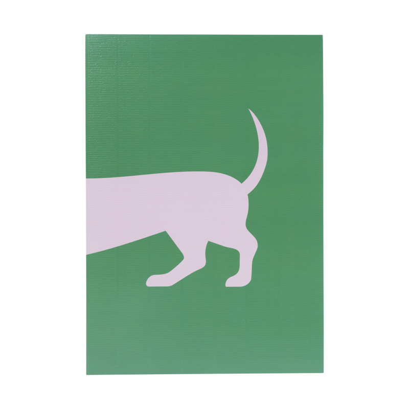 Poster teckel - roze/groen - 21x30 cm