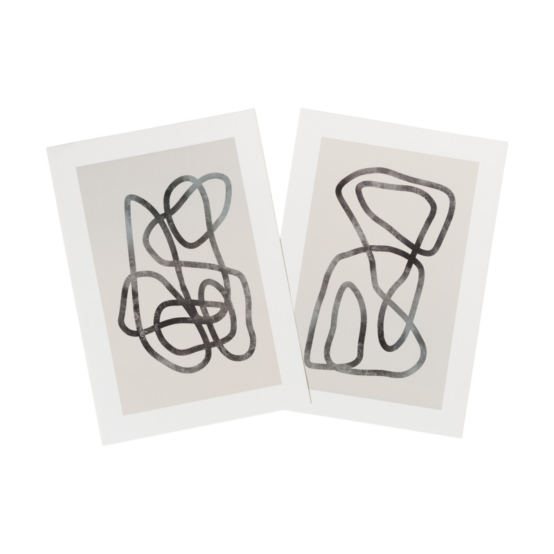 Poster abstract 2 - beige/zwart - 21x30 cm