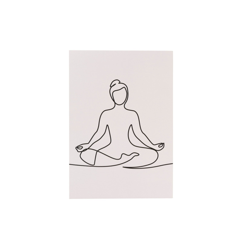 Poster mediteren - beige/zwart - 13x18 cm