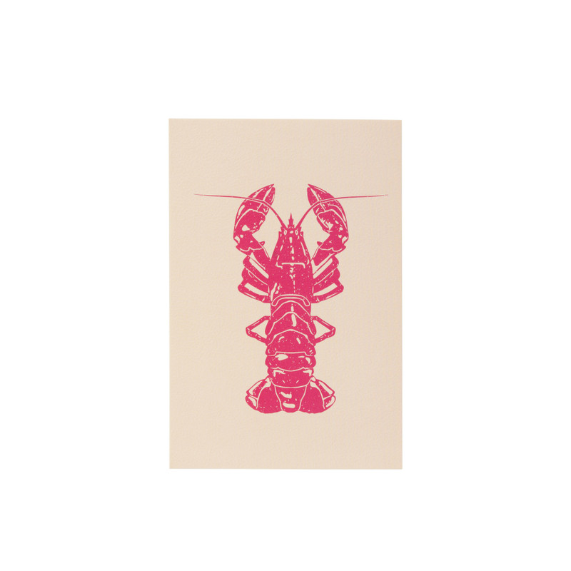 Poster kreeft - beige/roze - 13x18 cm