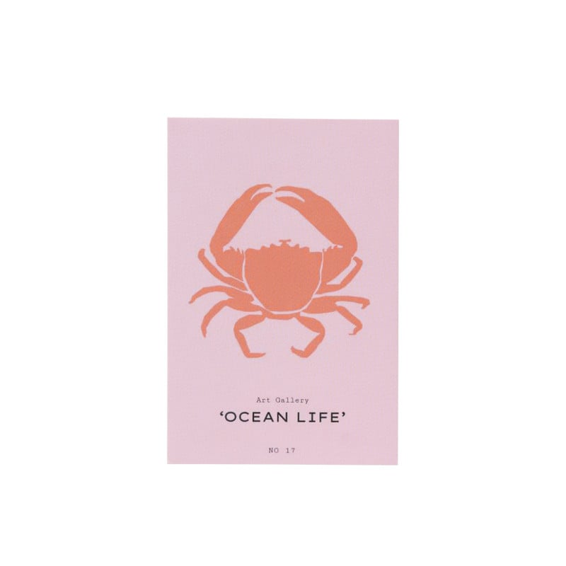 Poster krab - roze/rood - 13x18 cm
