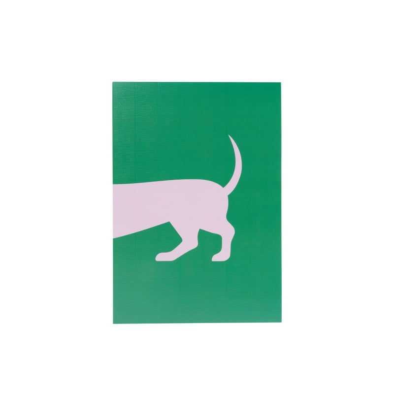 Poster teckel - roze/groen - 13x18 cm