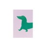 Poster teckel - groen/roze - 13x18 cm