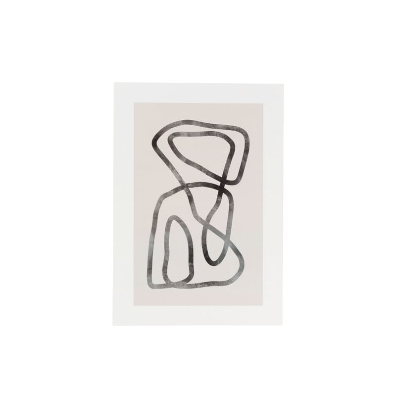 Poster abstract 2 - beige/zwart - 13x18 cm