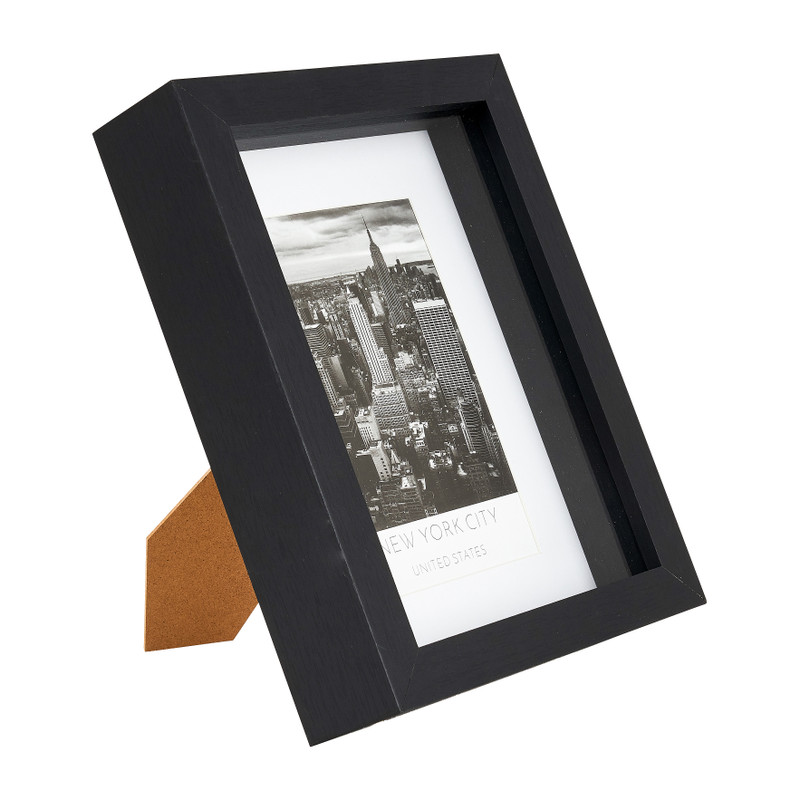 Fotolijst 3D met passe partout - zwart - 10x15 cm