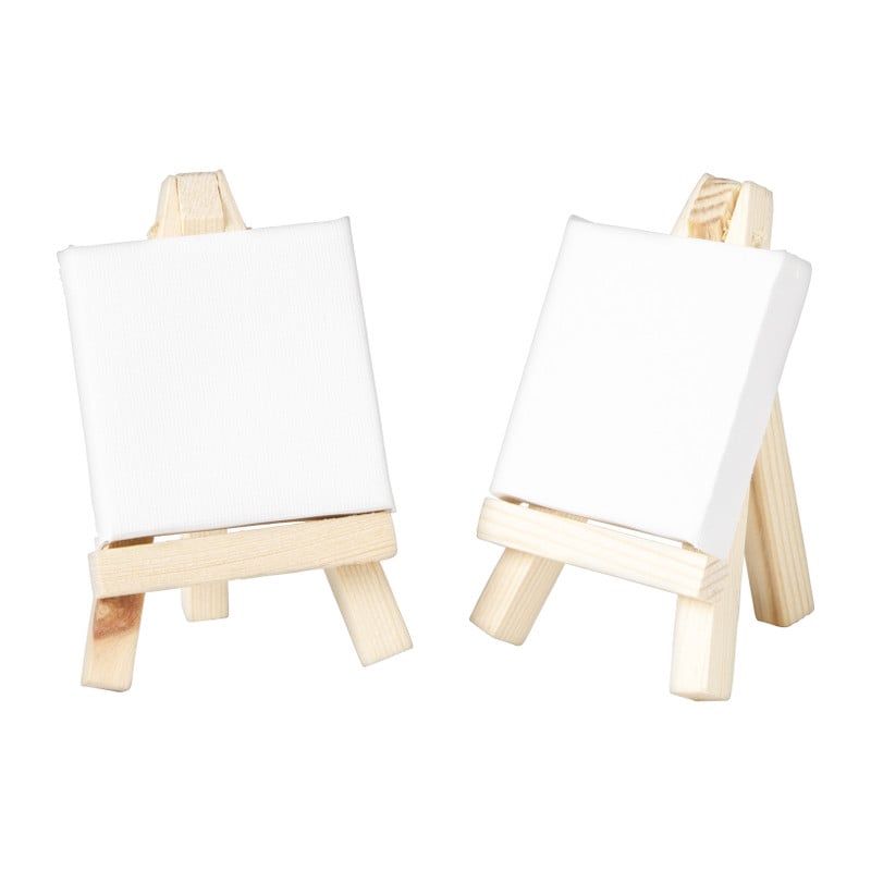 Canvas mini houten ezels - 2 stuks - 12x2,5x32,8 cm