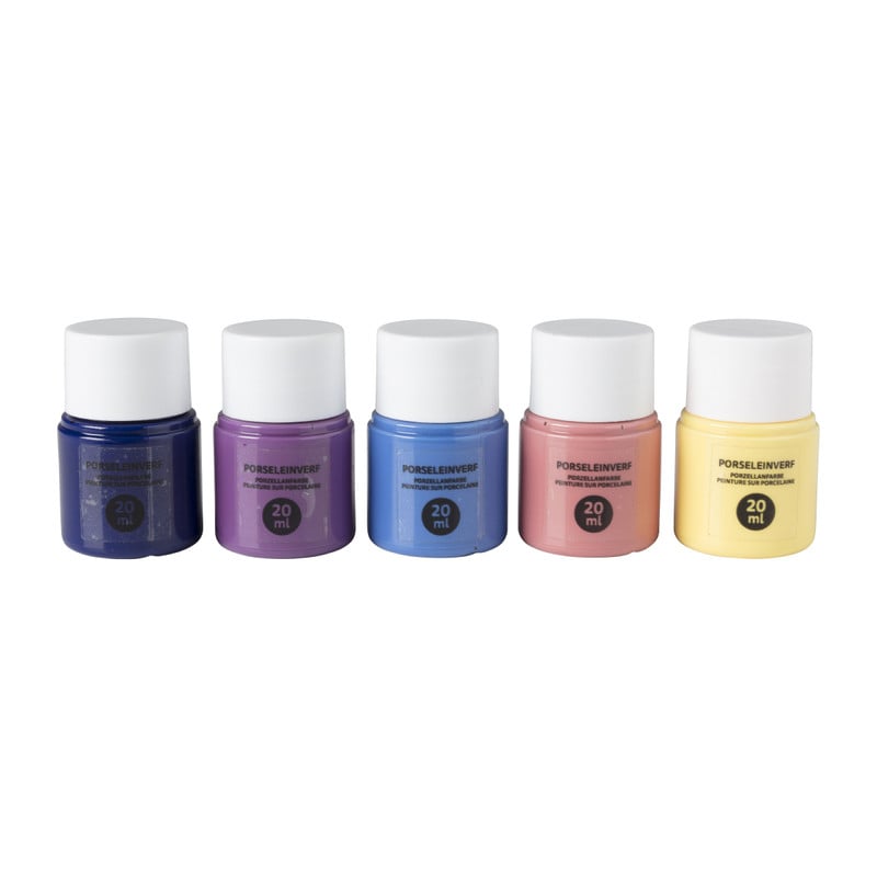 Porseleinverf - pastel - set van 5 - 200 ml