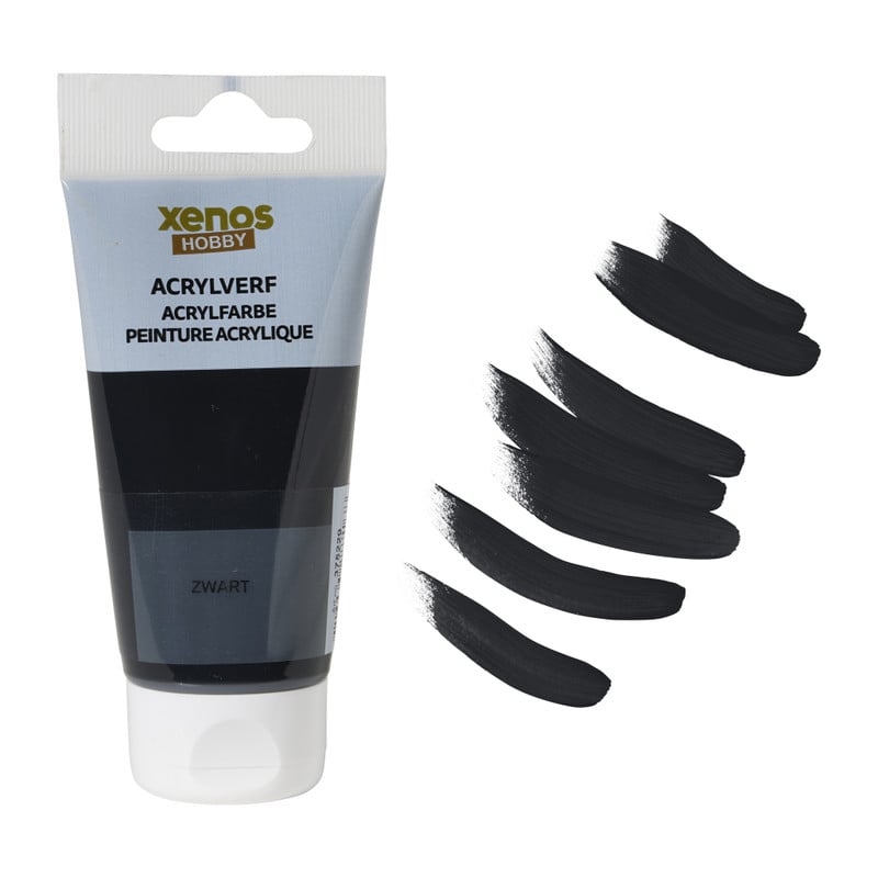 Xenos acrylverf - zwart - 75 ml 