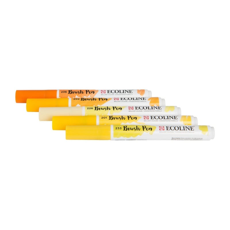 Ecoline brushpen - geel - set van 5