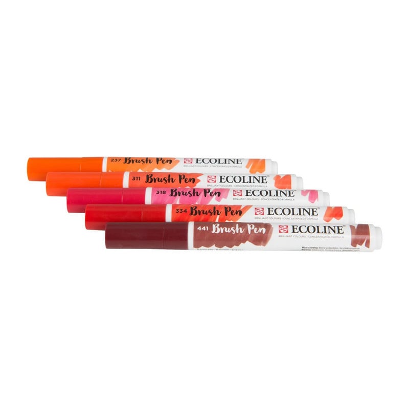 Ecoline brushpen - rood - set van 5