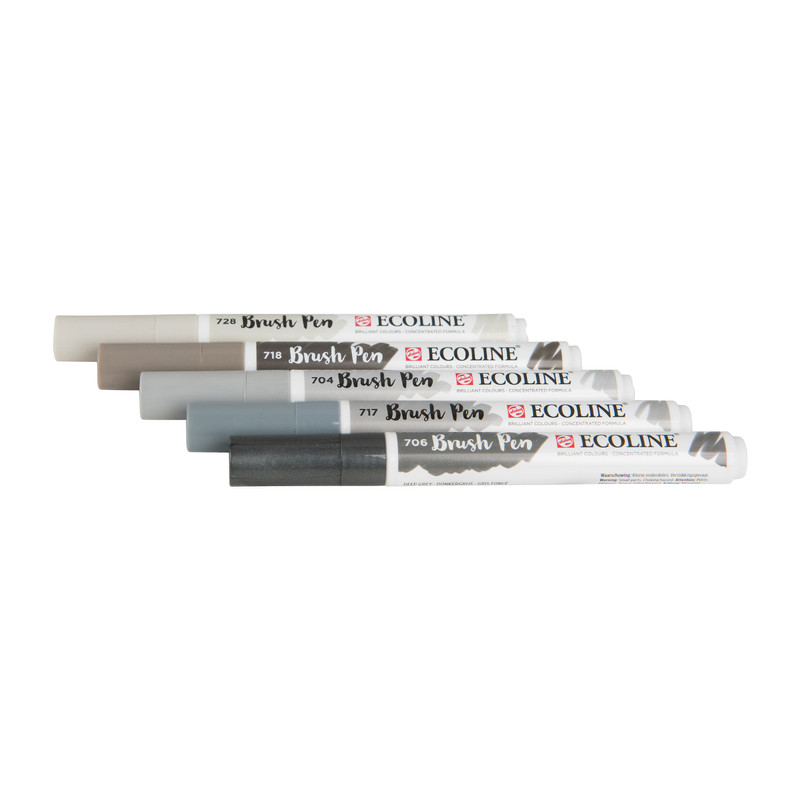Ecoline brushpen - grijs - set van 5