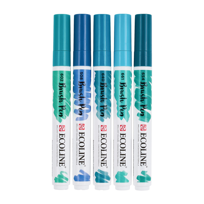 Ecoline brushpen - groen - set van 5