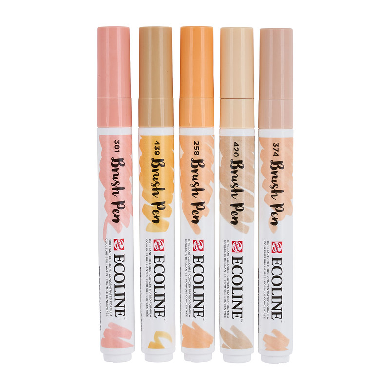 Ecoline brushpen - beige/pink - set van 5 stuks