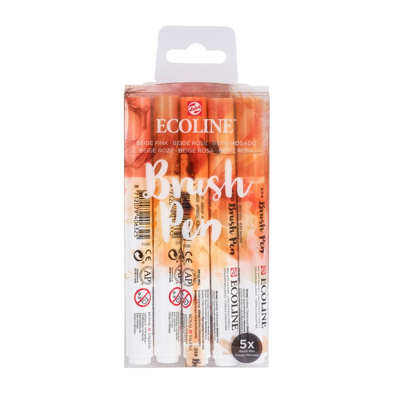 Ecoline brushpen - beige/pink - set van 5 stuks