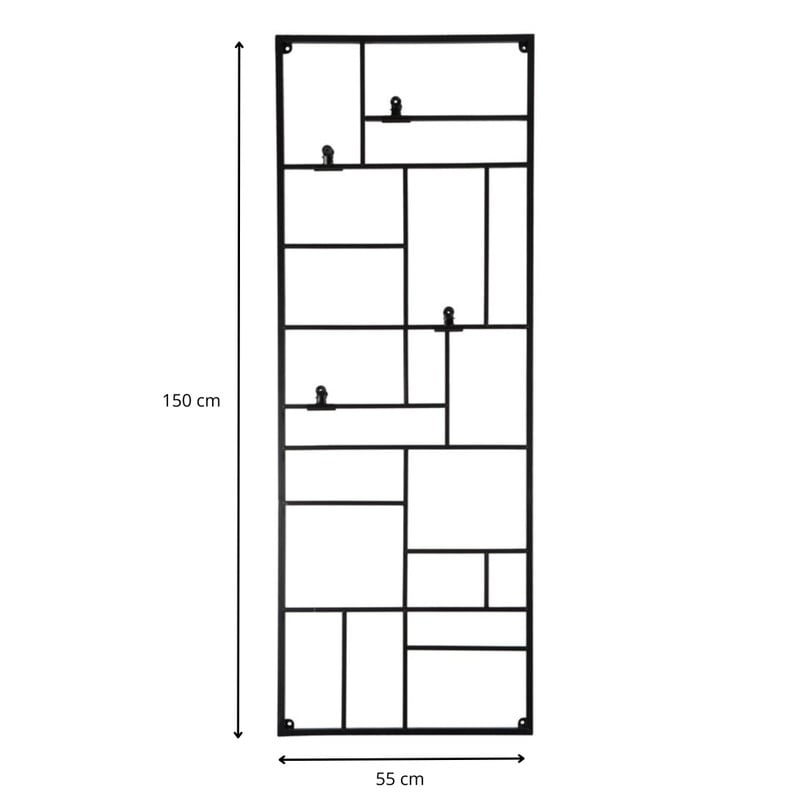 Wandrek XXL met clips - 150x55 cm - zwart