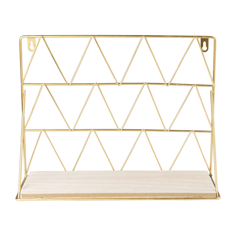 Wandrek met plank - goud - 30x11x22 cm