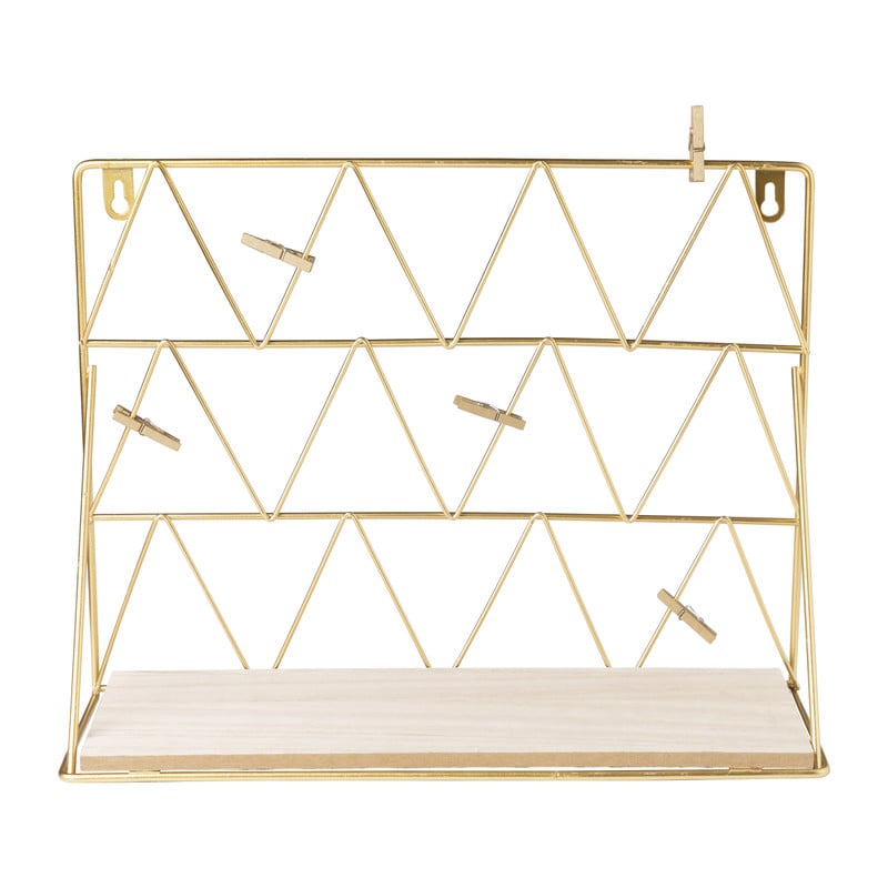 Wandrek met plank - goud - 30x11x22 cm