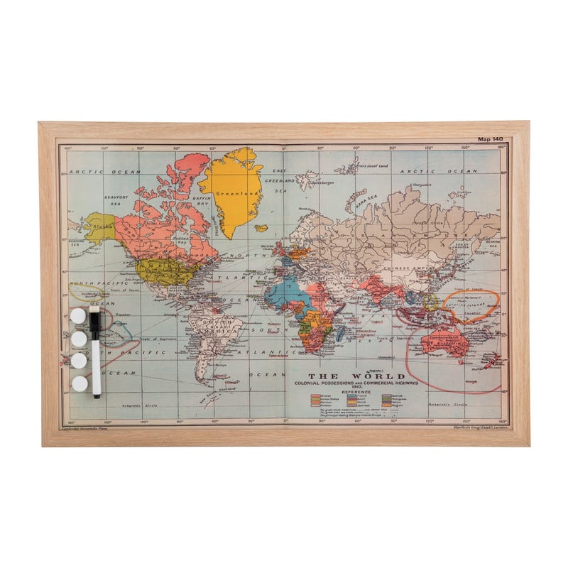 Wereldkaart met magneten - 40x60x2 cm