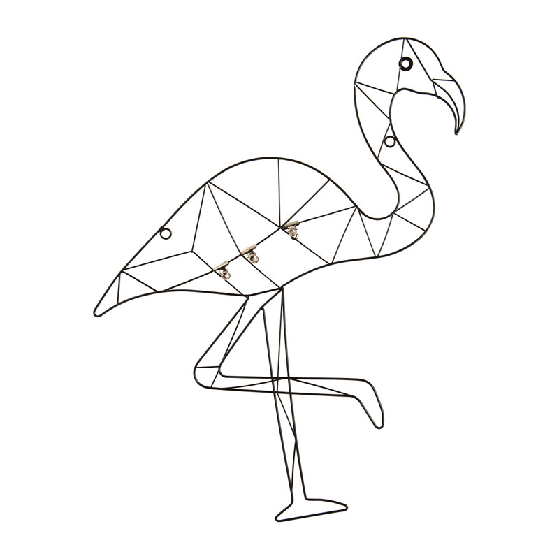 Wandrek flamingo met clips - metaal - 53x60 cm